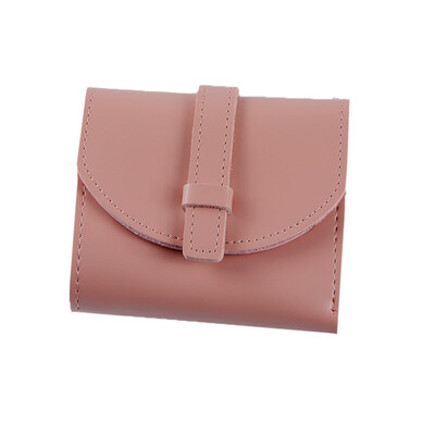 

Fashion Tri-fold Purse Card Cash Holder Solid Color Women Faux Leather Wallet