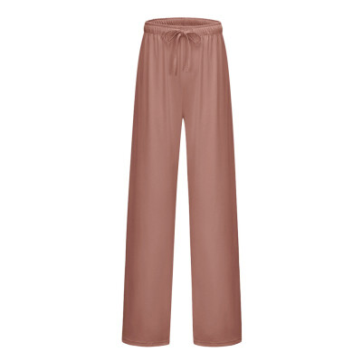 

B Women Simple Casual Solid Color High Waist Loose Pants Female Ladies Wide Leg Pants Trousers Ankle-Length Pants Elastic Waist