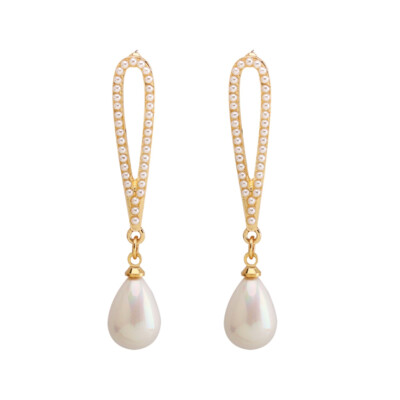 

2019 new fashion genuine freshwater Pearl long Earrings for women alloy Pearl Dropping Errring jewelry gold pearl