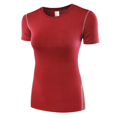 

Women Compression Tshirt Dry Quick Short Sleeve T-shirts Fitness Women Elastic nastics Slim Tight T-shirt