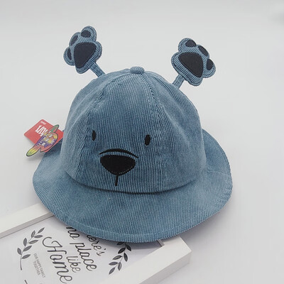 

Autumn Baby Boys Girls Toddler Cartoon Animal Print Bucket Hats With Ear Design Caps Reversible Sun Headwear