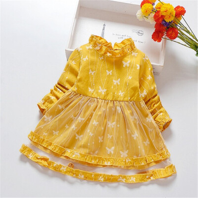 

Baby Girls High Quality Print Pattern Spring Autumn Princess Dress New Hot Sale Kid Children Brief Long Sleeve Soft Cotton Dress
