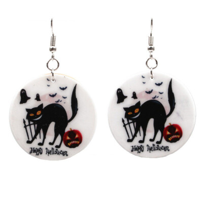 

Halloween Fashion Cartoon Zombie black cat Earrings