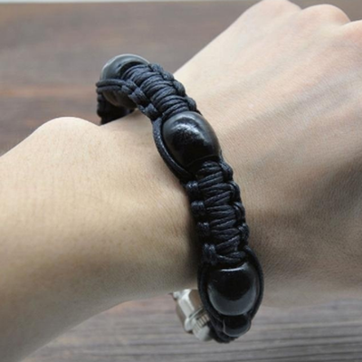 

Mens Fashion 1PC Handmade Knot Rope Beaded Pipe Bracelet Fashion Metal Pipe Bracelet