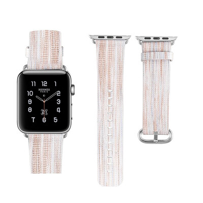 

Genuine Leather Strap Rainbow Replacement Band Stainless Metal Clasp for Apple Watch Series 4 3 2 1 Wrist Bracelet Iwatch