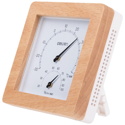 

Deli deli fashion wooden desktop hanging dual-use temperature&humidity meter wood grain color 8821