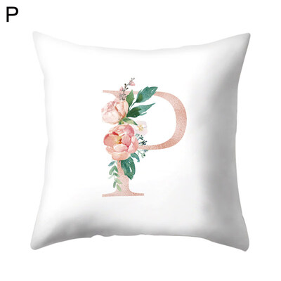

English Letter Leaf Flower Pillow Case Cushion Cover Sofa Bed Car Office Decor