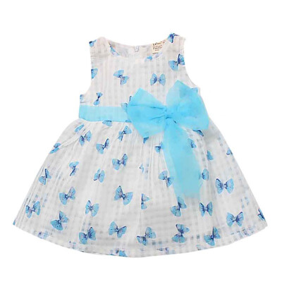 

Summer Casual Fashion Baby Girl Bow-knot Printing Sleeveless Princess Dress Kids Clothing