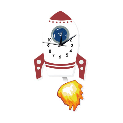 

Cartoon Rocket Wall Clock Home Pendulum Clock Children Bedroom Living Room Kindergarten Decor