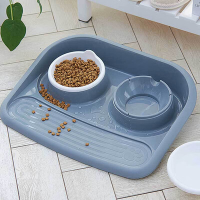 

Dipper dog supplies dog pot dog bowl cat bowl cat pot dog splash-proof leak-proof tray double bowl green pet teddy bowl