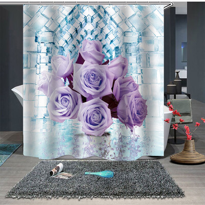 

Gobestart Popular Waterproof Shower Curtain With 12 Hooks Printed Bathroom 180x180cm