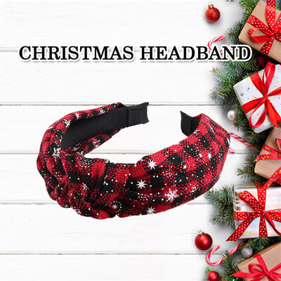

Gobestart Pure Cotton Fabric Hairring Christmas Snowflake Stripe Tie Ball Hair Hoop