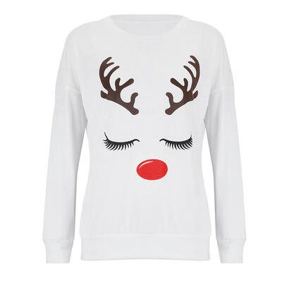 

Women Christmas Elk Print T-shirt Sleepwear Autumn O-neck Long Sleeve Tops