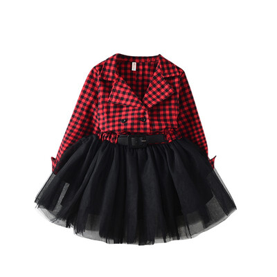 

Xmas Gift Kids Girl Dress Toddler Kids Baby Girls Checked Dress Red Plaid Patchwork Tutu Dress Princess Party Prom Tulle Dresses