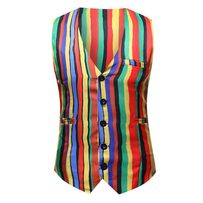 

Toponeto Mens Fashion Casual Retro Slim Striped V-neck Sleeveless Tank Top Shirt
