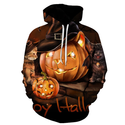 

Toponeto Mens Halloween Pumpkin 3D Print Creative Casual Long Sleeve Shirt Top