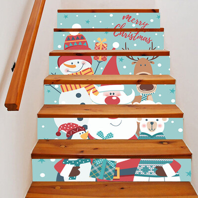 

Gobestart Merry Christmas Snowman Santa Stair Sticker Waterproof DIY Decorative Sticker