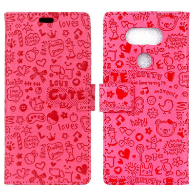 

MOONCASE LG V40 ThinQ Little Witch Leather Case - Rose Red