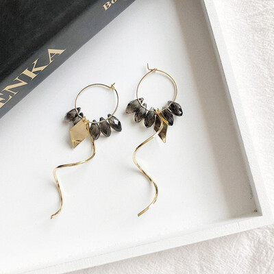 

Crystal Wave Geometric Circle Earrings