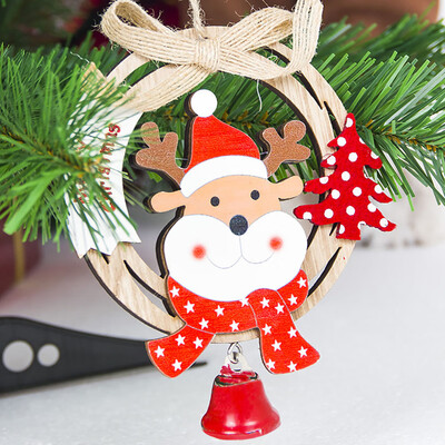 

Gobestart Cute Santa Clause Bow Bell Christmas Tree Ornament Decoration Wooden Snowman Elk