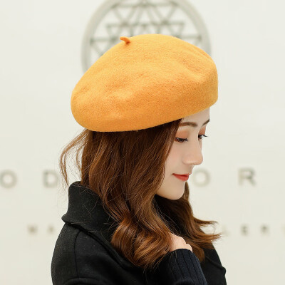 

Hat Female Japanese Fall&Winter Wool Berets Retro-vintage 100 Sets Pure Wool Painter Hat Korean Edition Literary Bud Cap