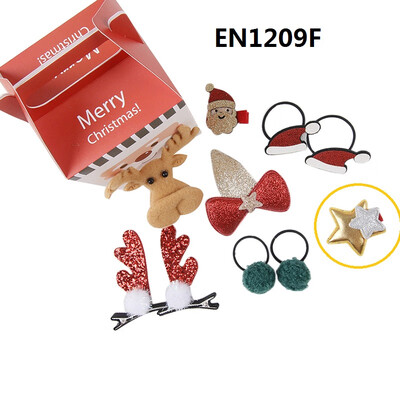 

Christmas Children Hairpin Hair Ring Kids Girls Boys Beautiful Hair Accessories Three-piece Set Gift Box Baby Clothing 1-8Y