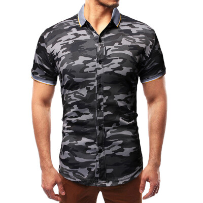 

Toponeto Fashion Mens Short Sleeve Camouflage Shirts Casual Formal Slim Fit Shirt Top