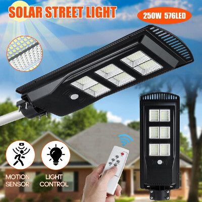 

250W 576LED Solar Street Light PIR Human Body Induction Lamp Solar Powered Light IP65 Water-resistant with Remote Control for Outd