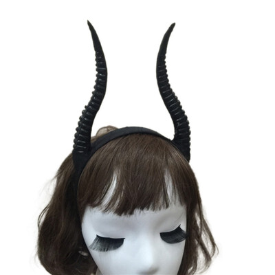 

Demon Horn Cosplay Headwear Handmade Sheep horns Gothic Lolita blackgoldensilver color Headband Halloween Prop Hairband