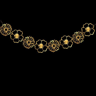 

8pcs Golden Silver Home Wall Stickers Openwork Flowers Leaves Birthday Banner Wedding Flower String Decoration 1