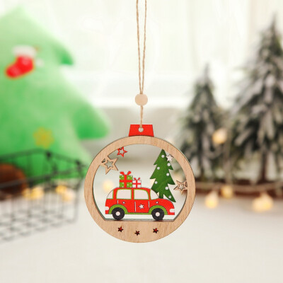 

Siaonvr Christmas Tree Wooden Round Pendant Color Wooden Car Christmas Ornaments