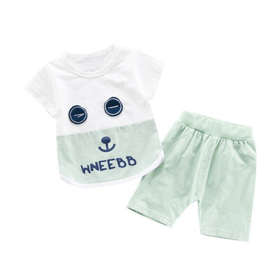 

Fashion Summer Baby Boys Girls Short Sleeve Cartoon Print T-Shirt TopsShorts Suits Casual Outfits 2PCSSET