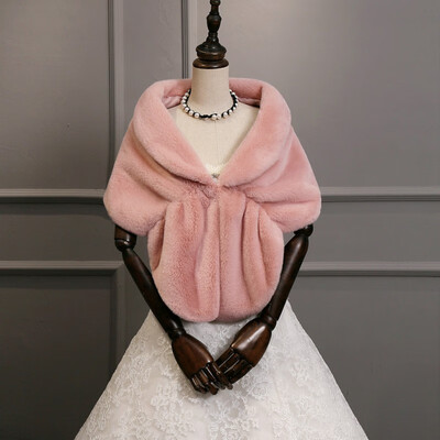 

Faux Fur Collar Cape Shawl Winter Women Solid Long Hair Imitated Fur Scarves Autumn Fashion Irregular Large Shawl