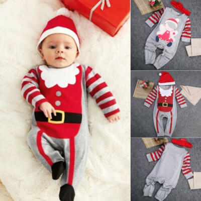 

My First Christmas Newborn Baby Girls Boys Santa Claus Cotton Romper Clothes