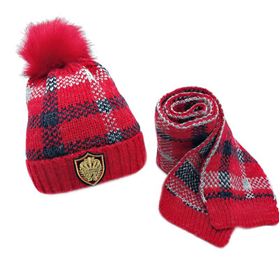

2pc Warm winter baby hats Knitted Earflap Hat&Scarf Set Casual Kids Warm Beanies Warm Caps baby hats for girls boy