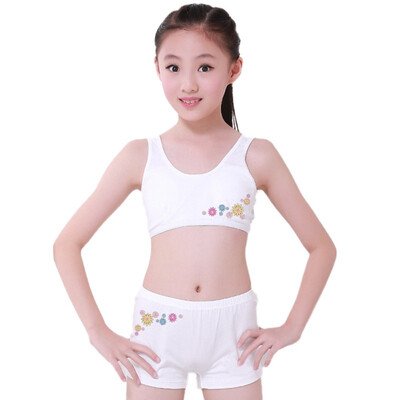 

Puberty Young Girls Cozy Undies Children Clothing Teenagers Cotton Yoga Underwear Set Training Bras Camisole Vest TopPanties