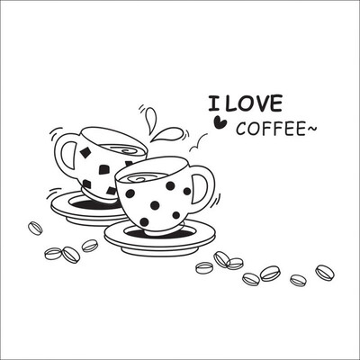 

I love coffee wall decal removable cute coffee cup wall sticker Kitchen Restaurant vinyl wall stickers
