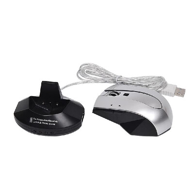 

24G Wireless Rechargeable Mouse Optical 6D Gaming Mouse with 4 Ports USB Hub Charging Dock MG-011 Black&Silver