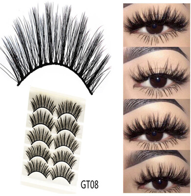 

Gobestart 3D Imitation Water Mane Stereo Fiber False Eyelashes Long Thick Eyelashes 5Pairs