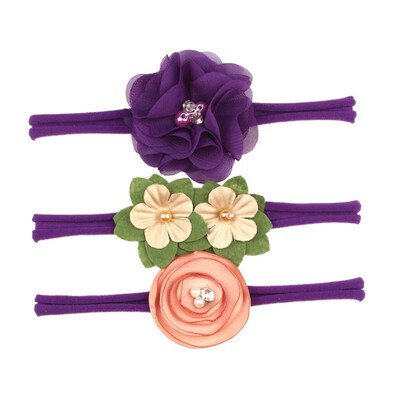 

3 Pcs Baby Girl Sweet Floral Print Elastic Headbands Holiday Party Hair Band Headwear Accessories