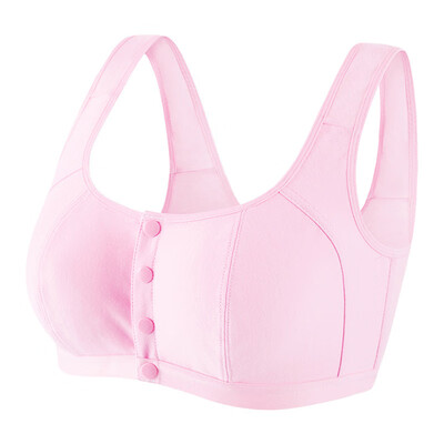 

Plus Size Bras For Women Old Cotton Vest Sleep Bra Mother Without Steel Ring Ultra-thin Underwear Front Four Buckle Anti-light