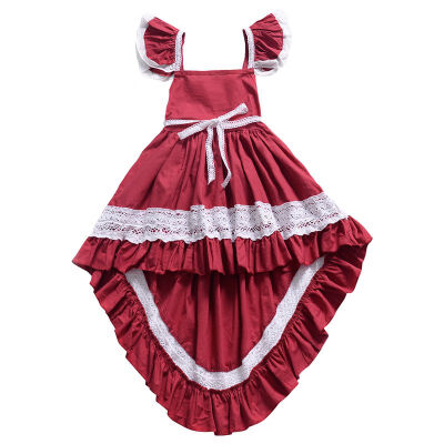 

Summer Cotton Baby Girls Irregular Design Dress Kids Sleeveless Dresses with Lace Sundress Outfits