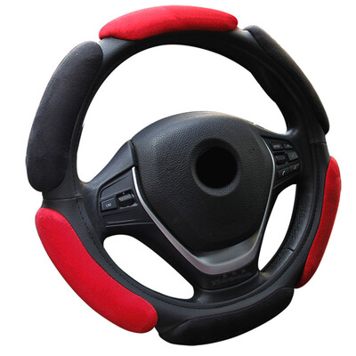 

38CM Car Anti-Skid Flocking Cloth Black Steering Wheel Covers Protector Braiding