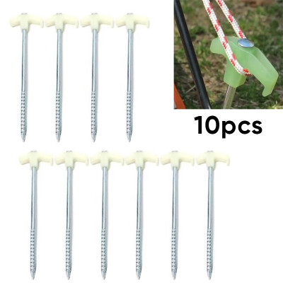 

10x GLOW IN THE DARK Tent Stakes Stainless Steel Pegs Heavy Duty Nail Head Solid