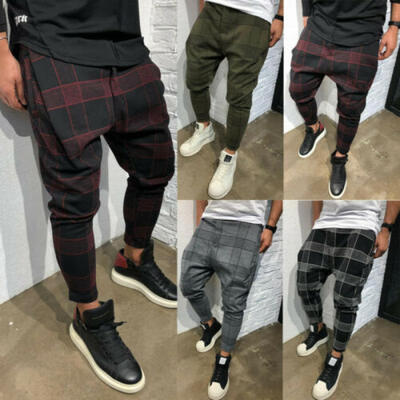 

UK Mens Slim Fit Urban Straight Leg Trousers Casual Pencil Jogger Cargo Pants