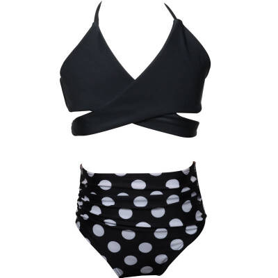 

Polka Dot Briefs Kid Girls Swimsuit Bikini Set Infant Baby Swimwear Children Clothing Straps Solid Tops Summer Clothing