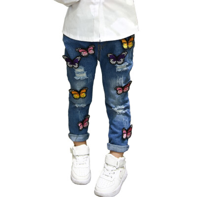 

Baby Girls Butterfly Embroidery Jeans Pants Fashion Denim Trousers Kids Girls Casual Jeans Leggings Pant