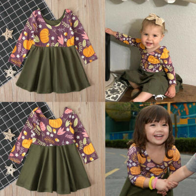 

Toddler Baby Kids Girls Fashion Printed Halloween T-shirt Dress Outfits Clothes