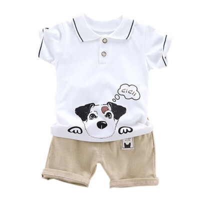 

New Cartoon Dog Print Summer Children Boys Clothes Sets Boy Casual 2Pcs Kids T-shirt TopsShorts Clothes Suit