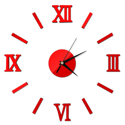 

Modern DIY Large Wall Clock 3D Mirror Surface Sticker Home Office Decor Decal